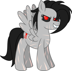 Size: 1736x1700 | Tagged: safe, artist:php178, derpibooru exclusive, oc, oc only, oc:cyber-dark, cyborg, pegasus, pony, 2021 community collab, cyber-questria, derpibooru community collaboration, .svg available, black sclera, colored sclera, edgy, genderfluid, red eyes, simple background, solo, transparent background, vector