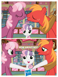 Size: 1552x2048 | Tagged: safe, edit, edited screencap, screencap, big macintosh, cheerilee, sweetie belle, earth pony, pony, g4, hearts and hooves day (episode), female, hasbro, male, mare, official shipping denied, shipping denied, stallion