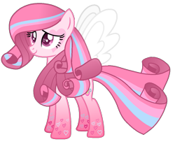 Size: 1135x934 | Tagged: safe, artist:tanahgrogot, oc, oc only, oc:annisa trihapsari, earth pony, pegasus, pony, base used, female, heart, heart eyes, mare, not rarity, pegasus oc, pink body, pink hair, rainbow power, simple background, smiling, solo, transparent background, vector, wingding eyes