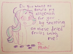 Size: 2870x2145 | Tagged: safe, artist:davierocket, starlight glimmer, pony, unicorn, g4, crayon drawing, dialogue, high res, holiday, letter, solo, traditional art, valentine's day, valentine's day card