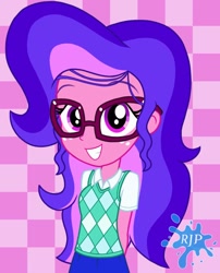 Size: 850x1050 | Tagged: safe, artist:rjp.rammy, oc, oc only, oc:magenta blush, equestria girls, g4, clothes, female, glasses, shirt, solo, sweater vest