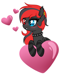 Size: 2605x3145 | Tagged: safe, artist:rioshi, artist:starshade, oc, oc only, oc:scarlet harmony, oc:sharpe, bat pony, pony, base used, bat pony oc, bat wings, blushing, commission, cute, female, heart, heart eyes, high res, mare, simple background, solo, white background, wingding eyes, wings, ych result