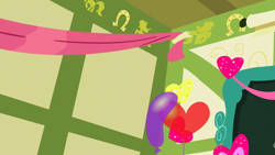 Size: 1280x720 | Tagged: safe, screencap, g4, hearts and hooves day (episode), background, balloon, liminal space, no pony, ponyville schoolhouse, scenic ponyville