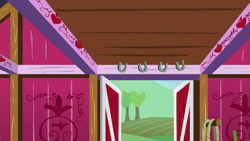 Size: 1280x720 | Tagged: safe, screencap, g4, hearts and hooves day (episode), applejack's barn, background, liminal space, no pony, scenic ponyville, sweet apple acres