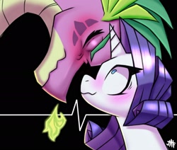 Size: 2048x1733 | Tagged: safe, artist:dorpapu, rarity, spike, dragon, comic:reunion, g4, blushing, comedy, comic, cute, female, funny, male, older, older spike, ship:sparity, shipping, straight
