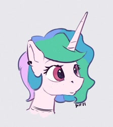 Size: 860x963 | Tagged: safe, artist:drafthoof, princess celestia, pony, g4, alternate hairstyle, bust, cute, cutelestia, head, portrait, short mane, simple background, solo