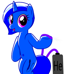 Size: 3789x4194 | Tagged: safe, artist:blue-vector, oc, oc only, oc:blue vector, inflatable pony, pony, unicorn, air nozzle, balueoon, fetish, helium tank, hose, inflatable, solo