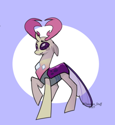 Size: 640x696 | Tagged: safe, alternate version, artist:opossum-stuff, thorax, changedling, changeling, g4, abstract background, cute, cuteling, king thorax, male, purple changeling, solo