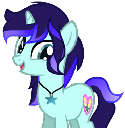 Size: 752x768 | Tagged: safe, artist:aquabright0219, oc, oc only, oc:aqua bright, pony, unicorn, female, horn, jewelry, mare, necklace, open mouth, simple background, smiling, solo, transparent background, unicorn oc