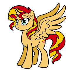 Size: 2048x2059 | Tagged: safe, artist:melspyrose, sunset shimmer, alicorn, pony, equestria girls, g4, alicornified, female, high res, mare, race swap, shimmercorn, simple background, solo, transparent background, vector