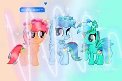 Size: 498x330 | Tagged: safe, artist:lillycloudart, oc, oc only, oc:lily cloud, pegasus, pony, abstract background, chest fluff, ear fluff, eyelashes, female, jewelry, mare, necklace, one eye closed, pegasus oc, raised hoof, smiling, wings, wink