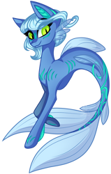 Size: 2318x3647 | Tagged: safe, artist:inkstardust, oc, oc only, seapony (g4), dorsal fin, eyelashes, fins, fish tail, flowing mane, flowing tail, green eyes, high res, logo, looking at you, simple background, smiling, solo, tail, transparent background
