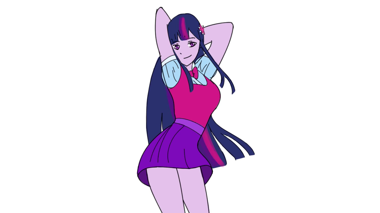 2551993 - safe, artist:elisdoominika, sci-twi, twilight sparkle, equestria  girls, g4, 2 phút hon, animated, bow, clothes, dancing, female, me!me!me!,  music, shirt, simple background, skirt, solo, sound, swaying hips, tiktok,  webm, white background -