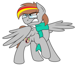 Size: 3500x3000 | Tagged: safe, artist:besttubahorse, oc, oc only, oc:artic brush, pegasus, pony, angry, broken glasses, clothes, glasses, high res, scarf, scowl, simple background, transparent background, vector