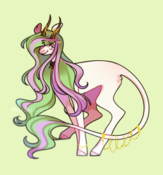 Size: 1272x1366 | Tagged: safe, artist:birdbiscuits, oc, oc only, earth pony, pony, female, green background, horns, mare, simple background, solo