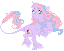 Size: 1024x812 | Tagged: safe, artist:azure-art-wave, oc, oc only, oc:strawberry gateau, pony, unicorn, female, mare, simple background, solo, transparent background