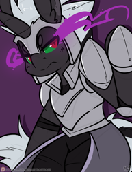 Size: 2550x3300 | Tagged: source needed, safe, artist:bbsartboutique, oc, oc only, oc:viceroy, pony, unicorn, armor, high res, male, solo, sombra eyes