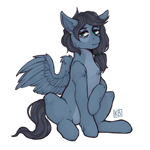 Size: 3632x3632 | Tagged: safe, artist:karamboll, pegasus, pony, commission, looking at you, male, ponytail, sitting, solo, wings
