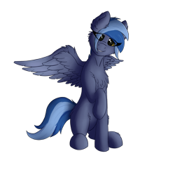 Size: 2652x2572 | Tagged: safe, artist:flapstune, oc, oc only, oc:pixi feather, pegasus, pony, 2021 community collab, derpibooru community collaboration, chest fluff, ear fluff, female, fluffy, looking at you, mare, pegasus oc, simple background, sitting, smiling, solo, spread wings, transparent background, wings