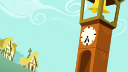 Size: 1280x720 | Tagged: safe, screencap, g4, hearts and hooves day (episode), season 2, background, bell, clock tower, no pony, ponyville, scenic ponyville