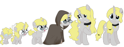 Size: 2600x1000 | Tagged: safe, artist:katelynleeann42, oc, oc only, oc:moon beam, pony, 5-year-old, age progression, baby, baby pony, cloak, clothes, female, filly, glasses, mare, simple background, solo, transparent background