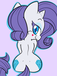 Size: 1536x2048 | Tagged: safe, artist:steelsoul, rarity, pony, unicorn, g4.5, my little pony: pony life, both cutie marks, butt, dimples of venus, female, looking at you, looking back, looking back at you, plot, rearity, sitting, solo