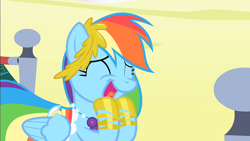 Size: 1920x1080 | Tagged: safe, screencap, rainbow dash, pegasus, pony, g4, the best night ever, clothes, cute, dashabetes, dress, eyes closed, fangasm, fangirl, female, gala dress, mare, open mouth, rainbow dash always dresses in style, solo, squeak, squee