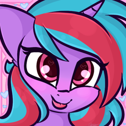Size: 500x500 | Tagged: safe, artist:ashee, oc, oc only, oc:cosmic spark, pony, unicorn, comments locked down, cute, female, icon, mare, ocbetes, solo, tongue out
