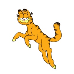 Size: 1059x1059 | Tagged: safe, artist:flaming-trash-can, cat, cat pony, original species, pony, abomination, cathorse, cursed image, garfield, garfield (character), kill it, kill it with fire, male, not salmon, ponified, rule 85, simple background, solo, wat, white background