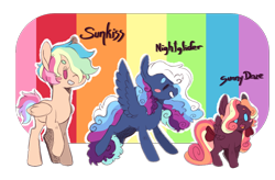 Size: 1000x657 | Tagged: safe, artist:orphicswan, oc, oc only, oc:nightglider, oc:sunkiss, oc:sunny daze, pegasus, pony, chaoticverse, offspring, parent:dumbbell, parent:rainbow dash, parents:dumbdash, solo