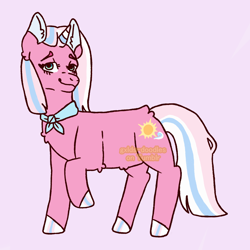 Size: 1280x1280 | Tagged: safe, artist:gxlds-doodles, clear sky, pony, unicorn, g4, clothes, horn, scarf, signature, simple background, smiling, solo