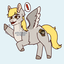 Size: 1280x1280 | Tagged: safe, artist:gxlds-doodles, derpy hooves, pegasus, pony, g4, eyes open, open mouth, solo, speech bubble, wings