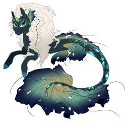 Size: 900x900 | Tagged: safe, artist:tenderlumpkins, oc, oc only, hybrid, merpony, seapony (g4), crystal, curly hair, dorsal fin, eyelashes, female, fins, fish tail, flowing tail, green eyes, looking at you, simple background, solo, tail, transparent background