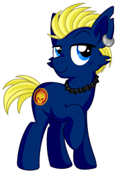 Size: 1513x2197 | Tagged: safe, artist:tigresss, artist:x-blackpearl-x, oc, oc only, pony, blue eyes, dexter holland, ear piercing, earring, jewelry, piercing, ponified, the offspring