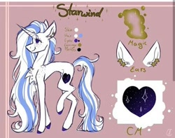Size: 480x378 | Tagged: safe, artist:yoonah, oc, oc only, pony, unicorn, chest fluff, colored hooves, ear piercing, horn, piercing, reference sheet, smiling, solo, unicorn oc