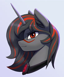 Size: 2976x3587 | Tagged: safe, artist:mrscroup, oc, oc only, pony, unicorn, bust, collar, high res, horn, simple background, solo, white background