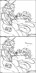 Size: 906x1862 | Tagged: safe, artist:skoon, princess celestia, princess luna, alicorn, pony, g4, '90s, '90s kid, black and white, bored, bubblegum, comic, compact cassette, cute, disgusted, female, filly, flannel, flannel shirt, food, funny, grayscale, gum, monochrome, royal sisters, sega genesis, siblings, simple background, sisters, sketch, teenager, woona, younger