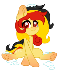 Size: 2223x2697 | Tagged: safe, artist:ninnydraws, oc, oc only, oc:chocolate sweets, earth pony, pony, belgium, cute, female, high res, looking at you, mare, nation ponies, ponified, red eyes, red nosed, smiling, snow, solo