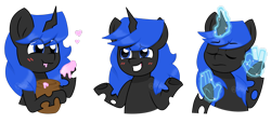 Size: 3629x1653 | Tagged: safe, artist:ninnydraws, oc, oc only, oc:blue visions, changeling, blue changeling, changeling oc, heart, simple background, solo, transparent background