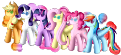 Size: 3573x1609 | Tagged: safe, artist:thebenalpha, applejack, fluttershy, pinkie pie, rainbow dash, rarity, twilight sparkle, alicorn, earth pony, original species, pegasus, plush pony, pony, unicorn, g4, plushie, simple background, transparent background, twilight sparkle (alicorn)