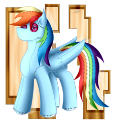Size: 1212x1312 | Tagged: safe, artist:thebenalpha, rainbow dash, original species, pegasus, plush pony, pony, g4, plushie, simple background, transparent background