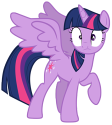 Size: 7000x7800 | Tagged: safe, artist:tardifice, twilight sparkle, alicorn, pony, g4, the cutie re-mark, absurd resolution, female, frown, mare, raised hoof, simple background, solo, spread wings, transparent background, twilight sparkle (alicorn), vector, wide eyes, wings