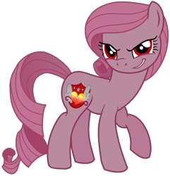 Size: 1033x1070 | Tagged: safe, artist:muhammad yunus, oc, oc only, oc:annisa trihapsari, earth pony, pony, base used, earth pony oc, evil smile, female, grin, gritted teeth, mare, pink body, pink hair, red eyes, simple background, smiling, solo, transparent background, vector