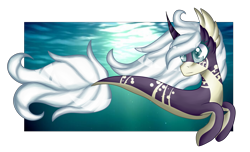 Size: 2769x1689 | Tagged: safe, artist:lunaying, oc, oc only, pony, seapony (g4), unicorn, fish tail, flowing mane, flowing tail, gray eyes, horn, ocean, seaponified, simple background, solo, species swap, sunlight, swimming, tail, transparent background, underwater, water