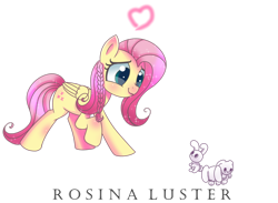 Size: 1920x1402 | Tagged: safe, artist:opal_radiance, fluttershy, pegasus, pony, rabbit, g4, :t, alternate hairstyle, animal, braid, cute, female, heart, lip bite, mare, raised hoof, shyabetes, simple background, smiling, solo, sparkles, text, transparent background