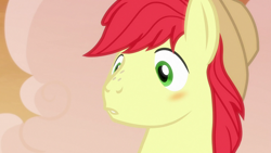 Size: 1920x1080 | Tagged: safe, screencap, bright mac, earth pony, pony, g4, the perfect pear, blushing, male, solo, stallion