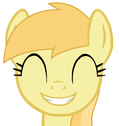 Size: 500x531 | Tagged: safe, artist:thegreatcheeser, noi, earth pony, pony, g4, base used, cute, eyes closed, female, filly, grin, noiabetes, simple background, smiling, solo, white background
