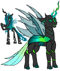 Size: 500x590 | Tagged: source needed, useless source url, safe, artist:valientminiatureobject, queen chrysalis, changeling, g4, female, quadrupedal, simple background, white background