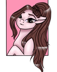 Size: 1080x1350 | Tagged: safe, alternate version, artist:pony_riart, earth pony, pony, ariana grande, bust, female, mare, ponified, smiling, solo