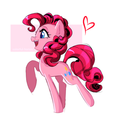 Size: 2048x2048 | Tagged: safe, artist:syrupyyy, pinkie pie, earth pony, pony, g4, female, heart, high res, mare, simple background, solo